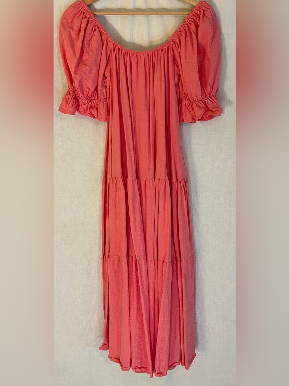 Showpo Coral Puff Sleeve Maxi Dress